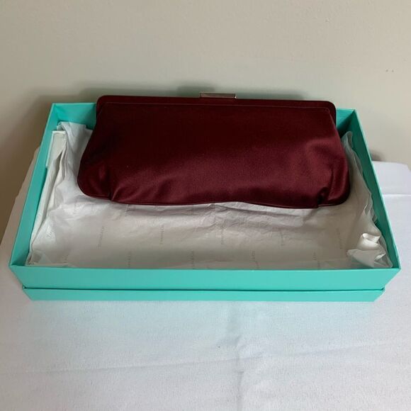 Tiffany & Co. Holly Satin Clutch - Burgundy- New - Picture 2 of 10